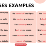 Phrases examples in sentences for English grammar learning and sentence structure practice