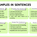 Pun examples in sentences with grammar usage patterns