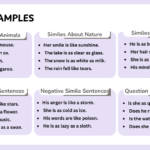 Simile examples in sentences showing clear English sentence structures