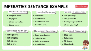 List of imperative sentence examples in sentences for English learners