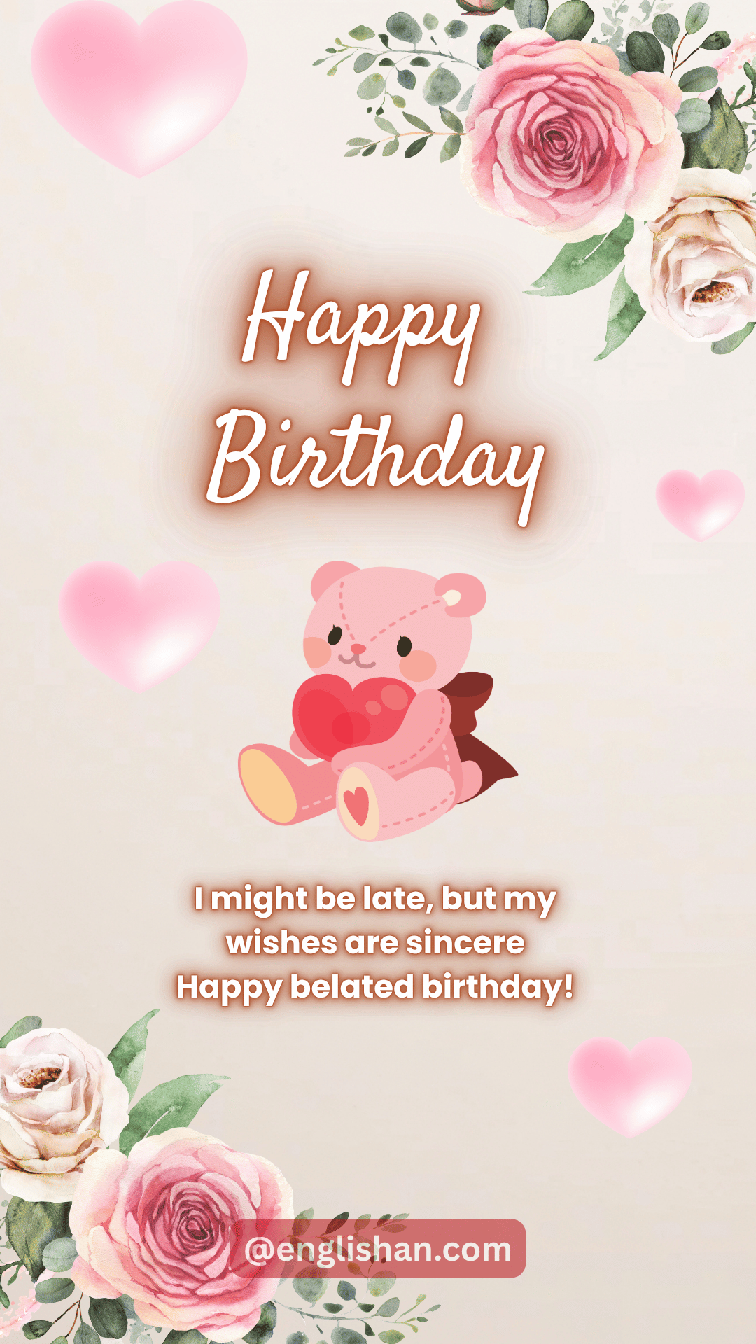 Belated happy birthday image shared to send late birthday wishes with warm feelings.