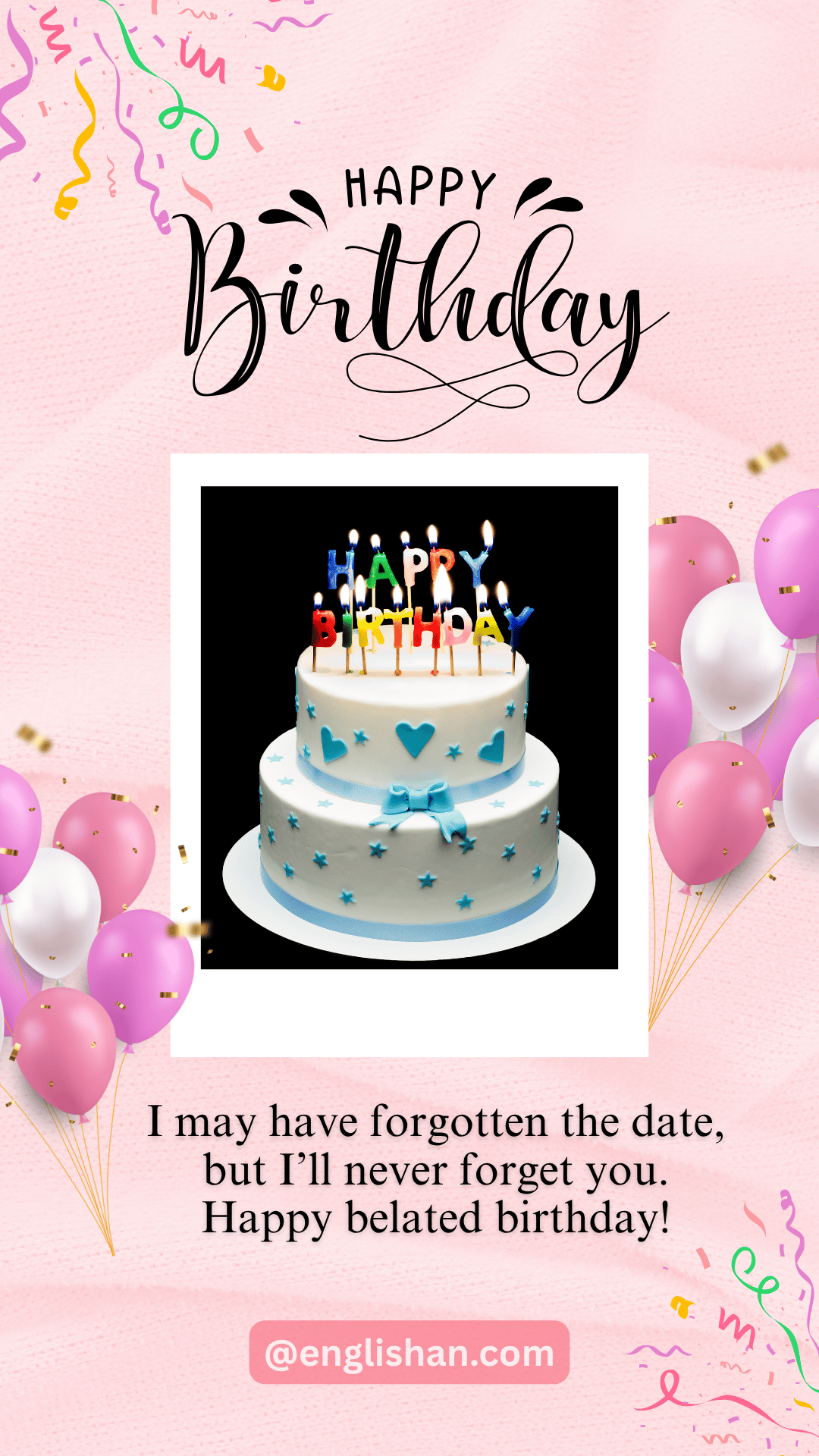 Funny belated happy birthday wishes card