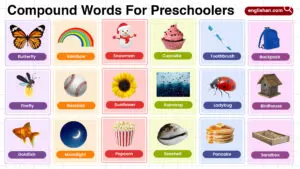 Compound words for preschoolers with foods, animals, and playground