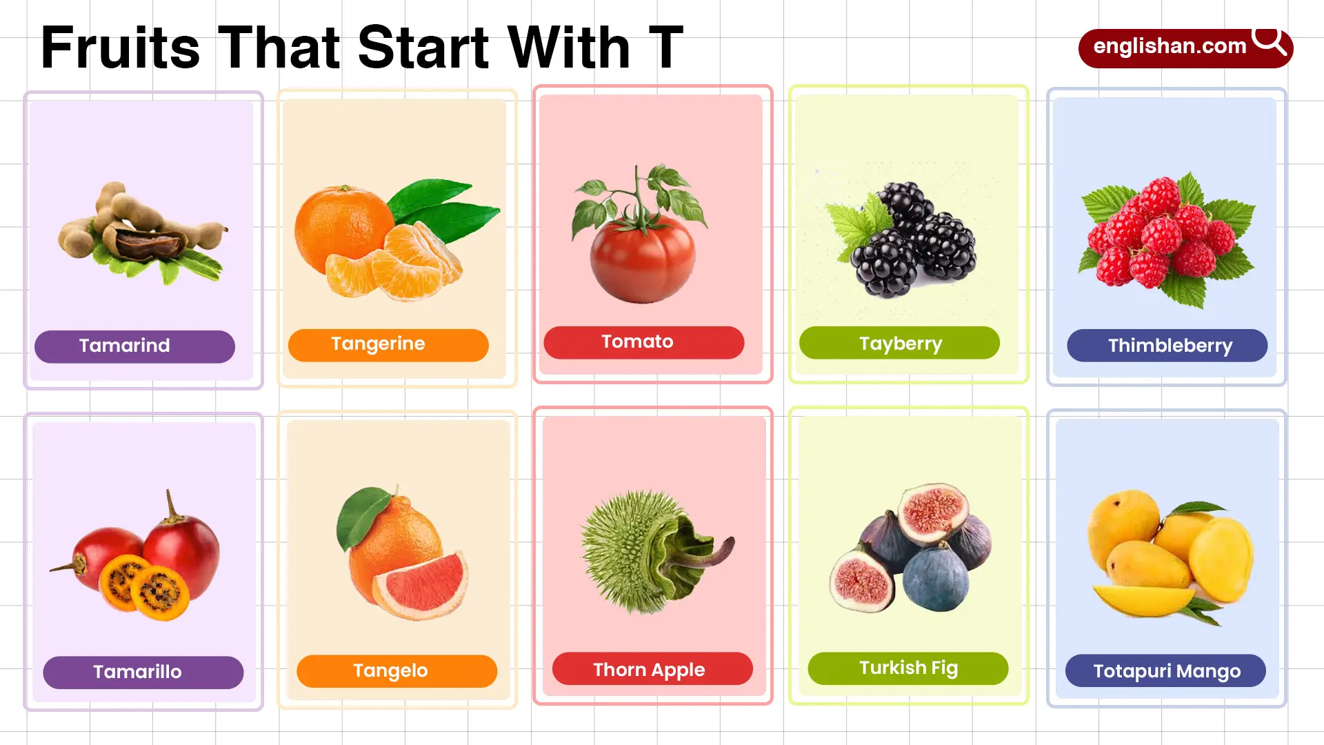 Fruits that start with T including tropical, citrus, berry