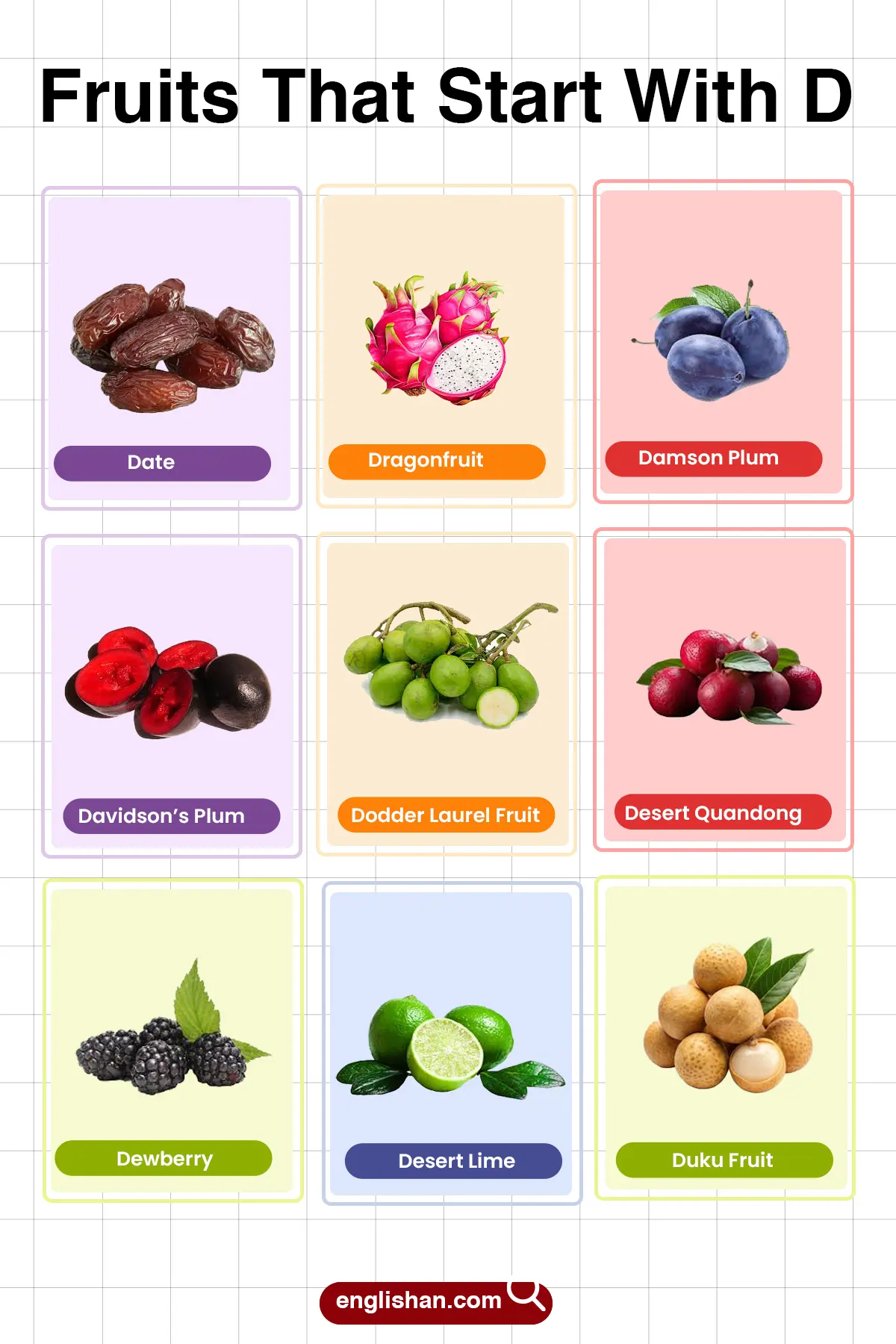 List of fruits that start with D, tropical and wild