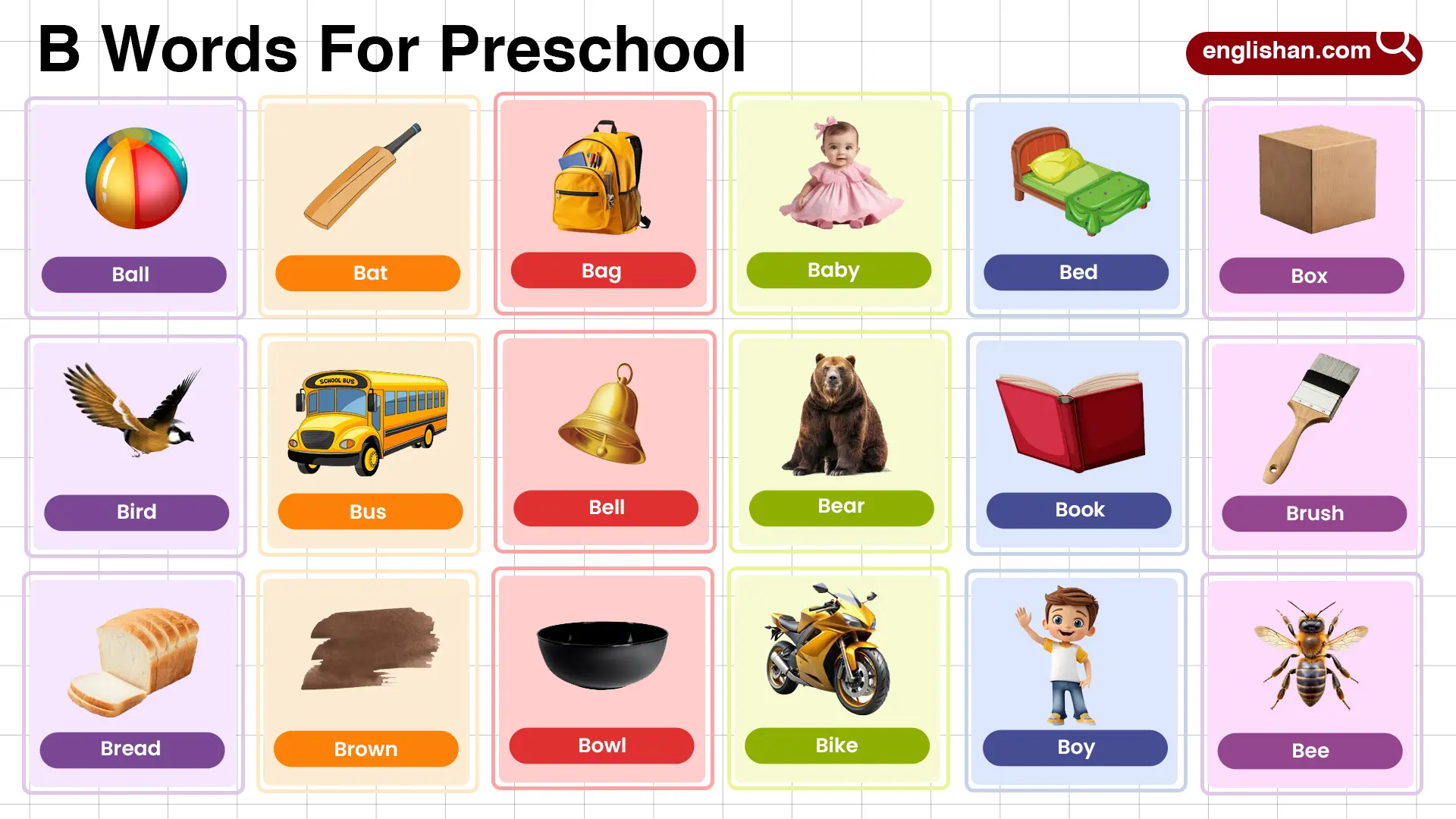 List of Preschool Words That Start With Letter B