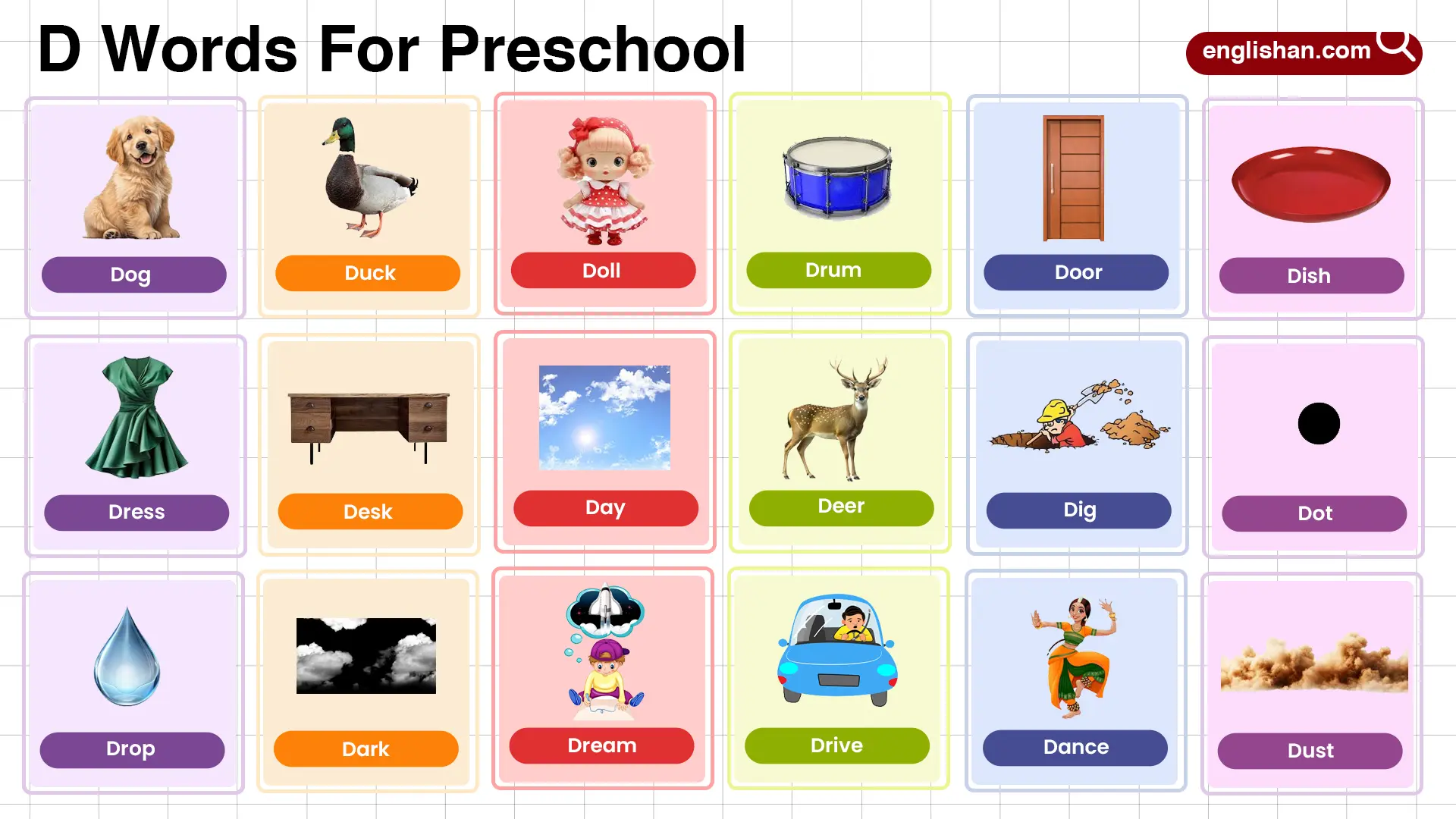List of Preschool Words That Start With Letter D