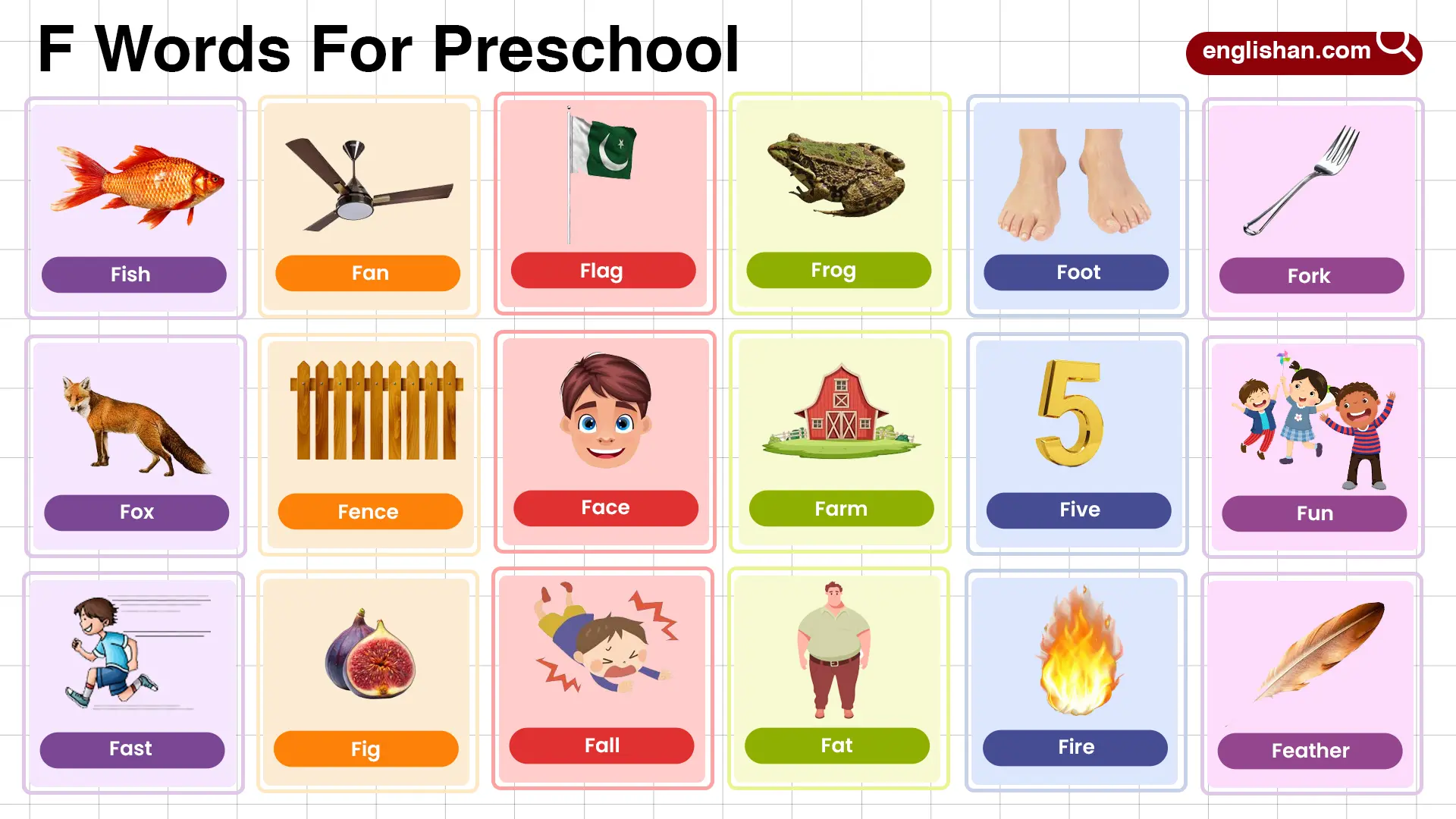 List of Preschool Words That Start With Letter F