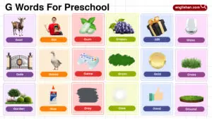 List of Preschool Words That Start With Letter G