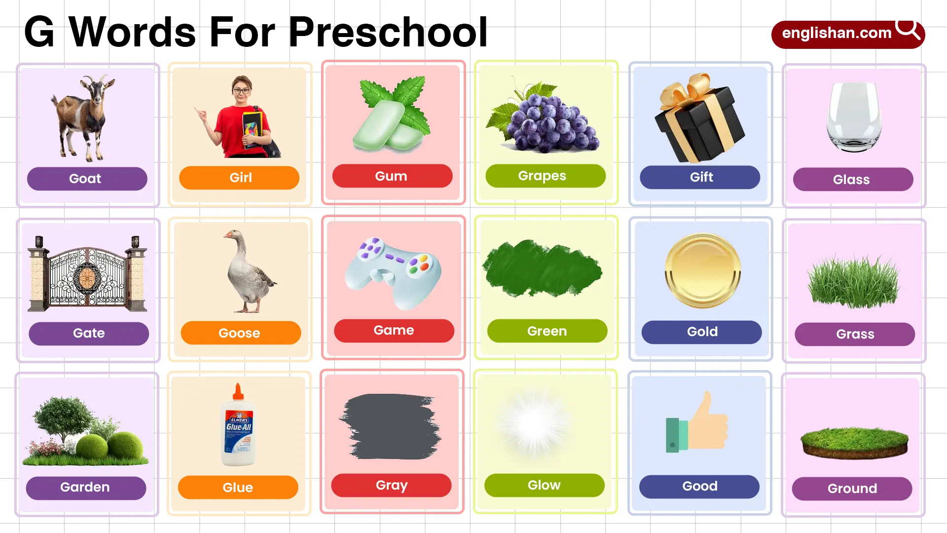 List of Preschool Words That Start With Letter G