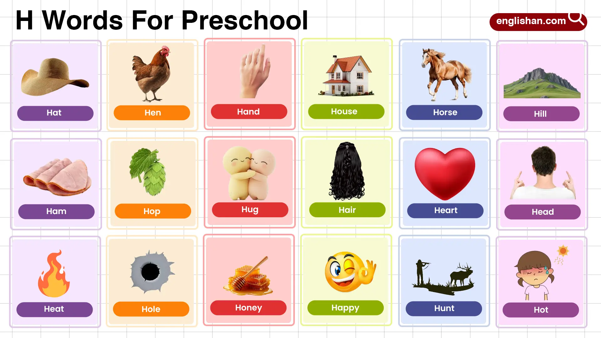 List of Preschool Words That Start With Letter H