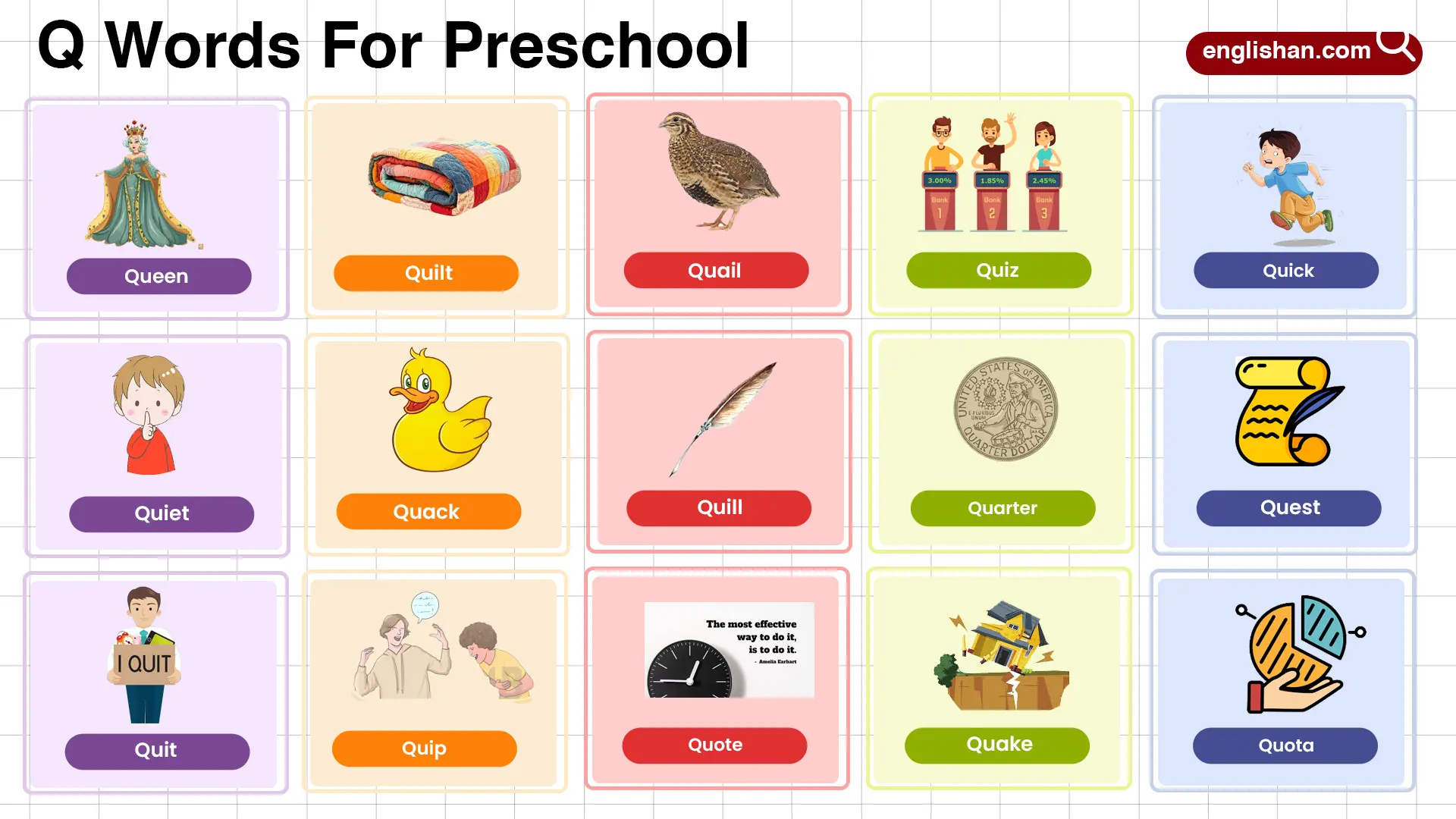 List of Preschool Words That Start With Letter Q