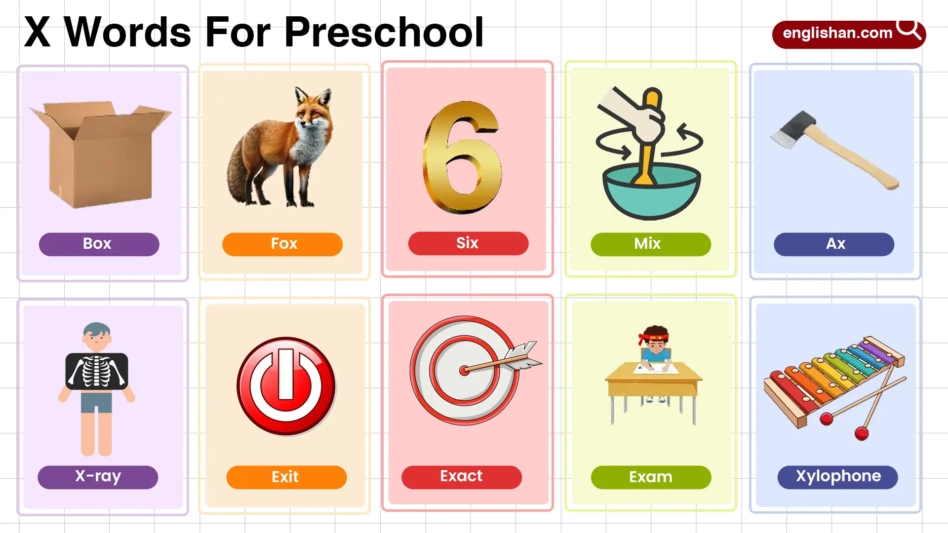 List of Preschool Words That Start With Letter X
