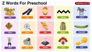 List of Preschool Words That Start With Letter Z