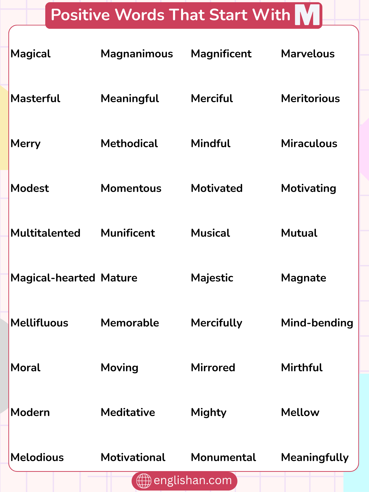 Positive Words That Start With M