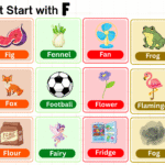 Things that start with F including foods, animals, and objects for vocabulary learning