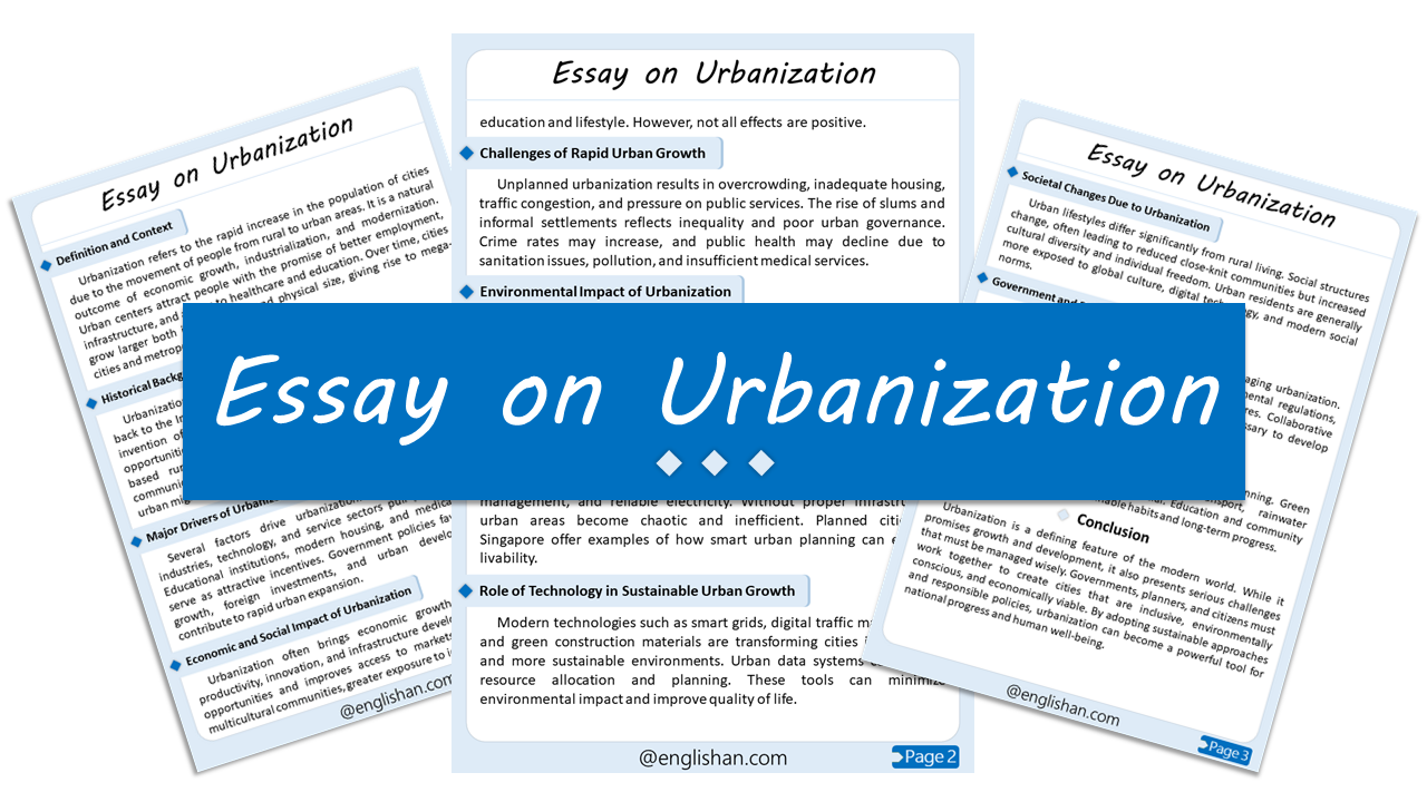 Urbanization Essay – 10 Lines, 250 Words, and 500 Words