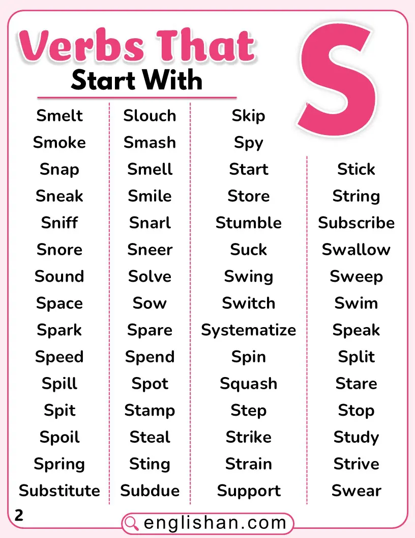 Verbs that start with S in English with meanings and examples