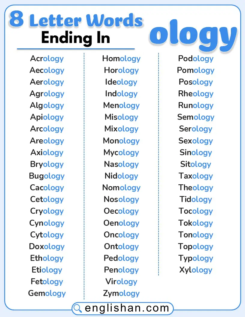 8-letter words ending in ology