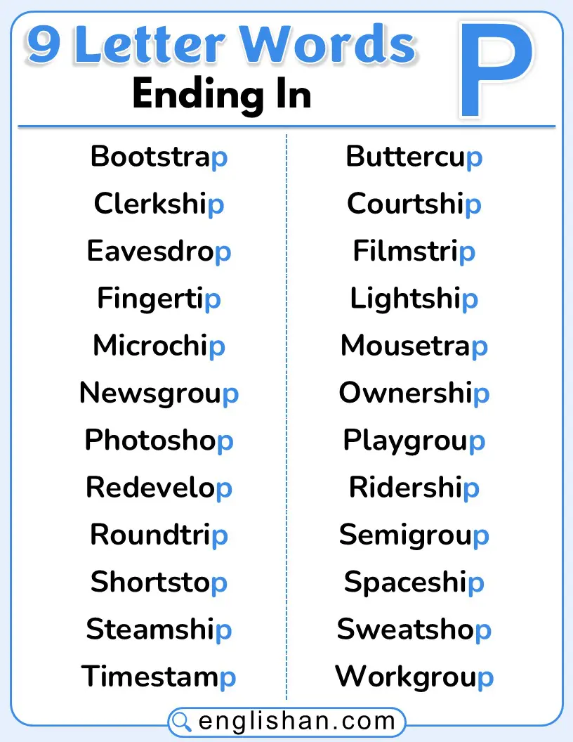 9-letter words ending with P