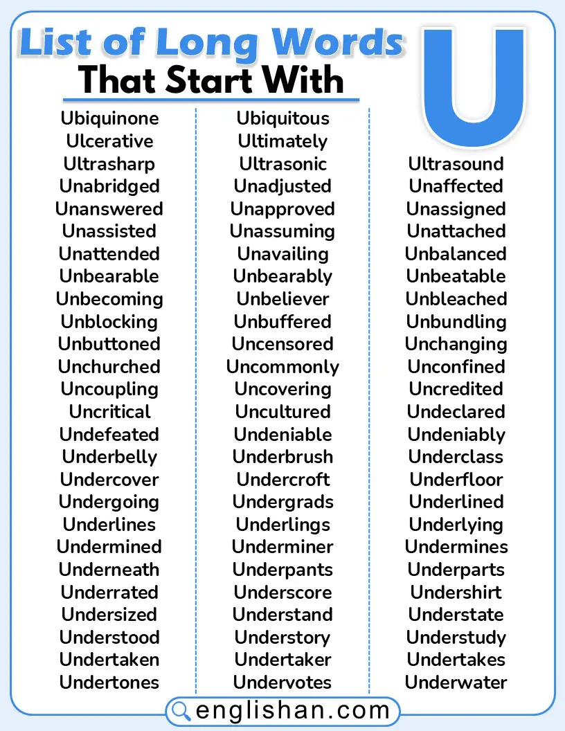 List of long English words starting with the letter U
