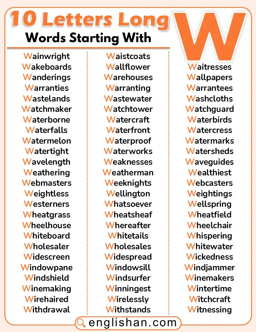 Ten-letter words that start with W.