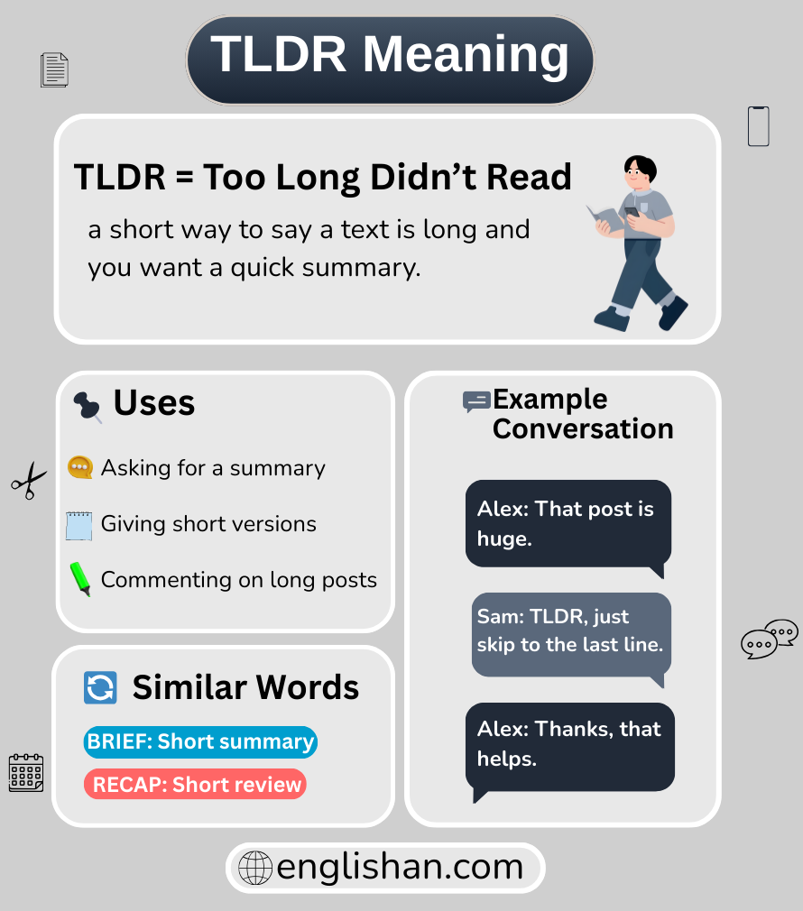 TLDR meaning in text messages and online chat