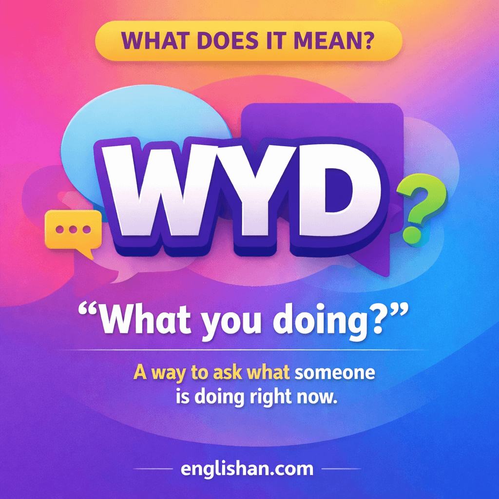 What does WYD stand for in a text message, it stands for what are you doing in online chat.