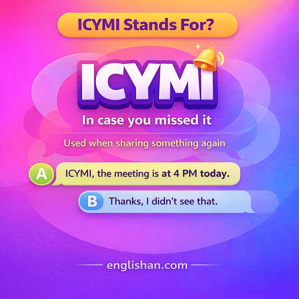 ICYMI stands for in texts, it means in case you missed it in online chat.