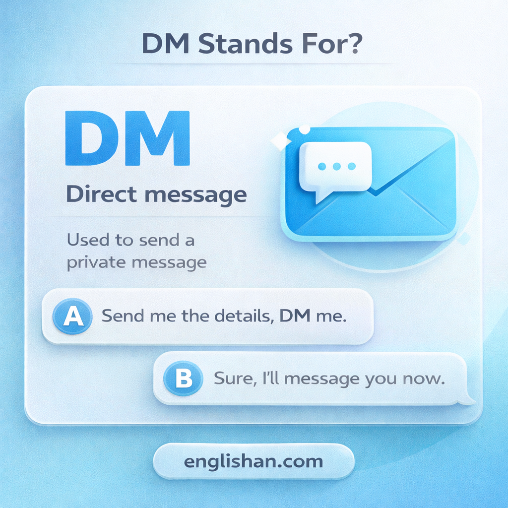 DM meaning in text, where DM means direct message in text messages and online chat.