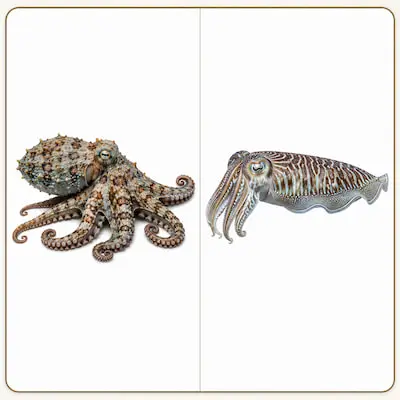 Octopuse and cuttlefish