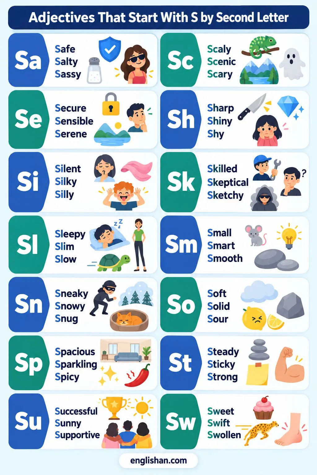 Adjectives That Start With S By Second Letter