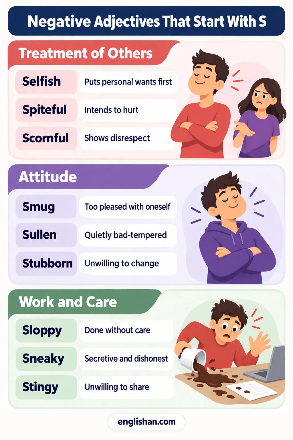 Negative Adjectives That Start With S