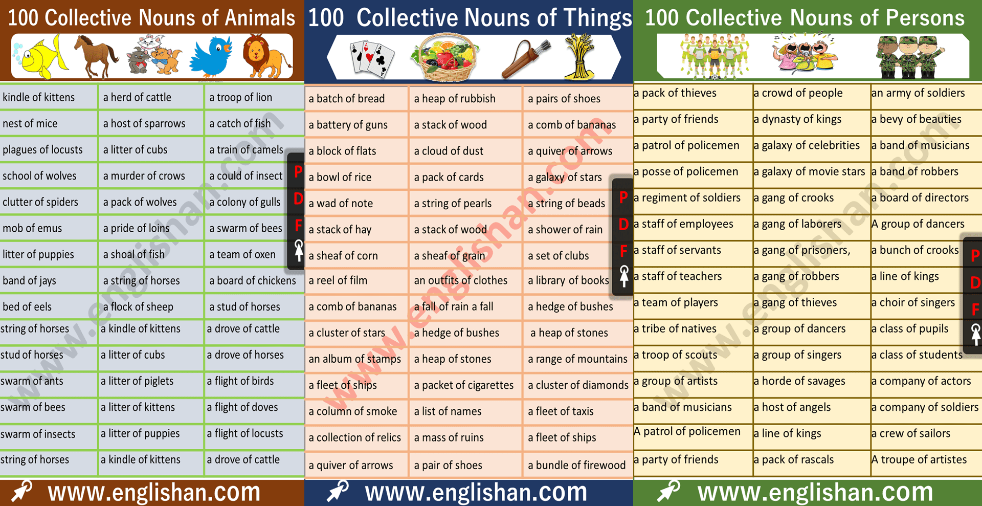 collective nouns list for animals