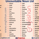 Uncountable Noun List PDF