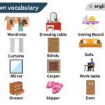 Bedroom items vocabulary with images