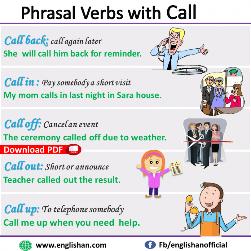 Phrasal Verbs With Call With Sentences And Meanings Englishan
