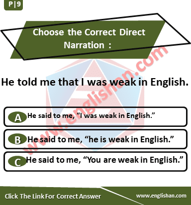 Choose the Correct Direct Narration | Exercise with Solution 