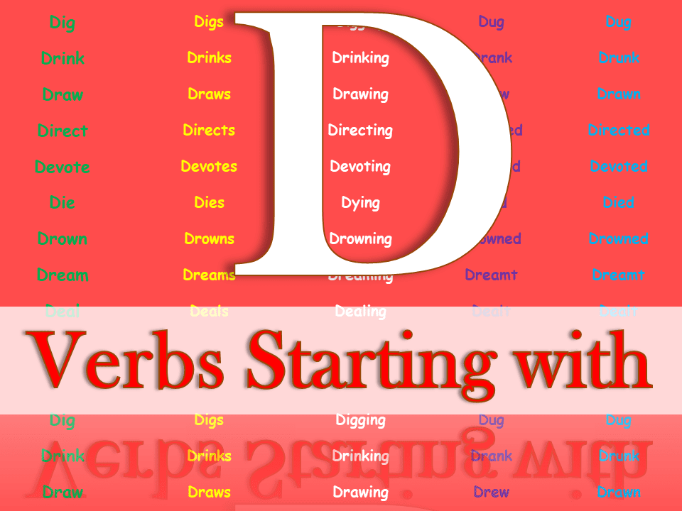 Verbs Starting with D | Regular & Irregular Verbs | Download PDF