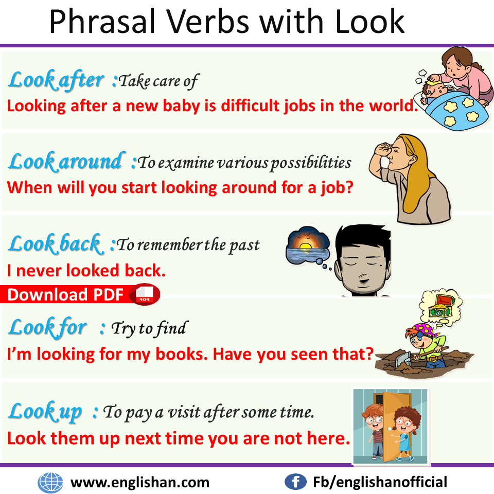 Phrasal Verbs with Look with Sentences and Meanings Download PDF Lesson