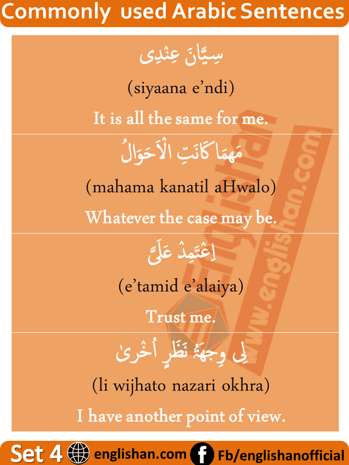 Commonly Used Arabic Sentences with English Free PDF Lesson
