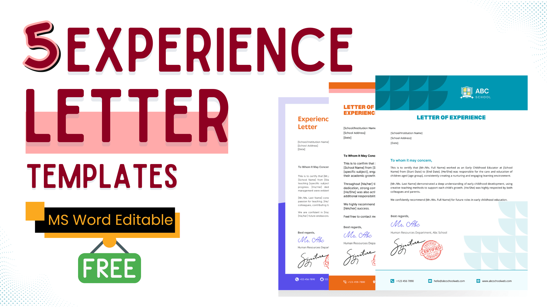 5 Experience Letters for School Teachers