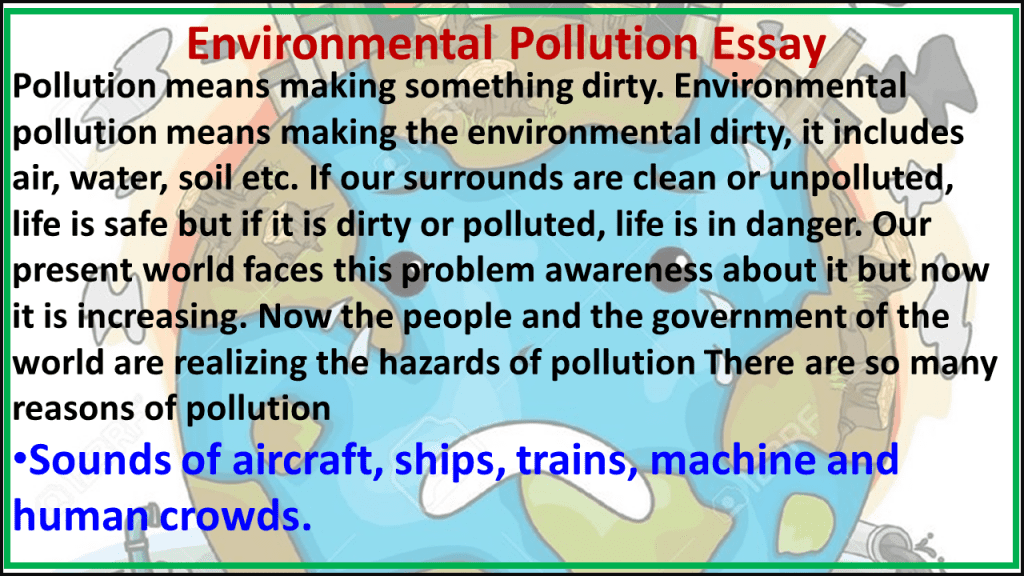 write an essay for pollution
