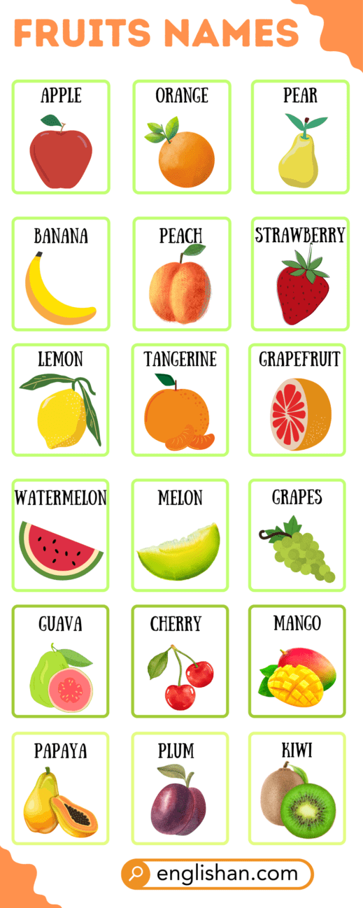 Fruits Names in English with Pictures • Englishan