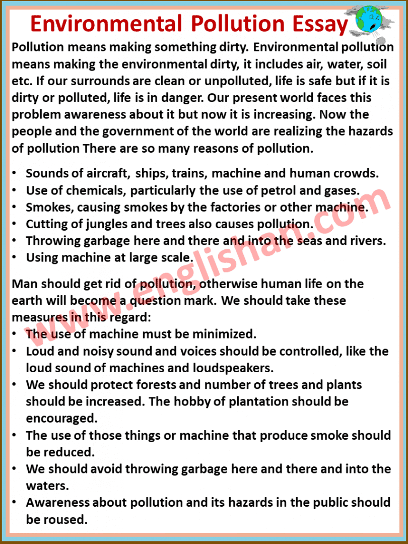 write an essay on pollution of air