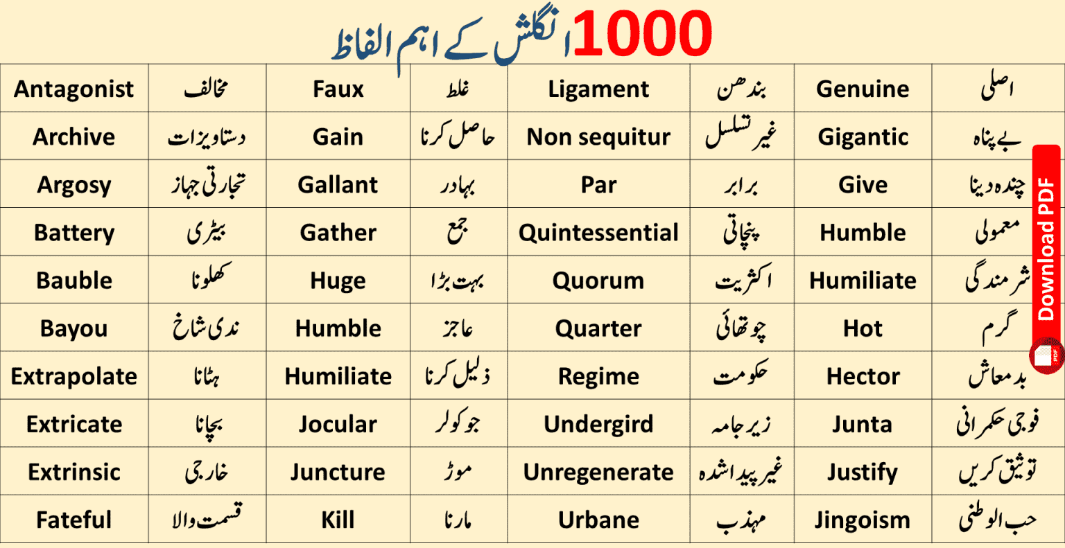 urdu words to use in essay