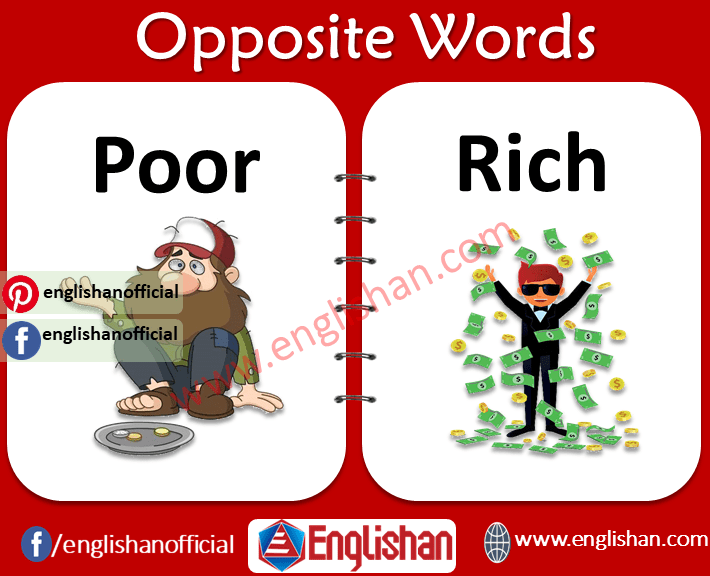 Opposite Words List for Kids in English 