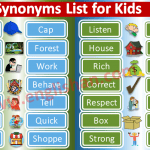 Synonyms List for Kids PDF