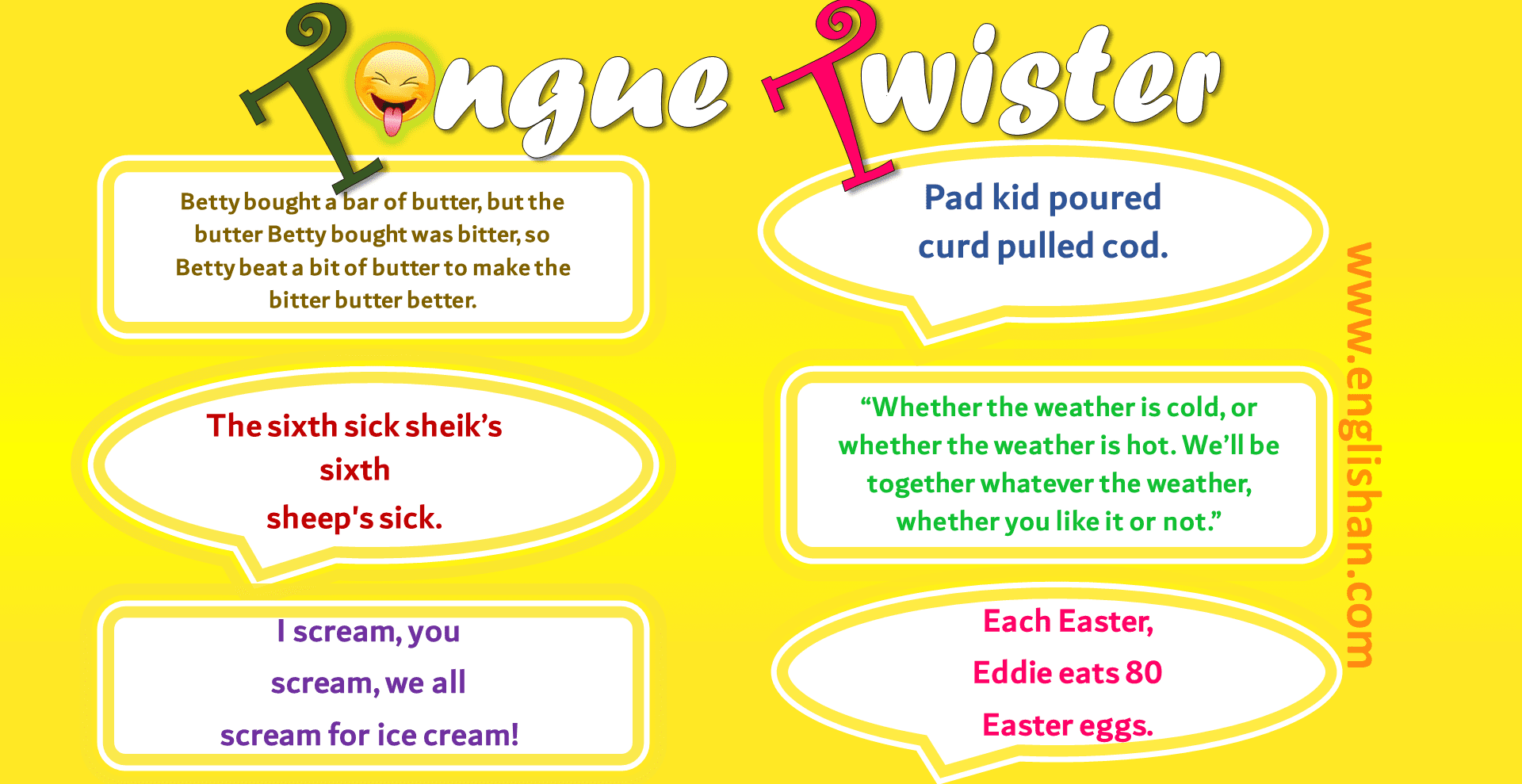 50 Tongue Twisters In English with PDF