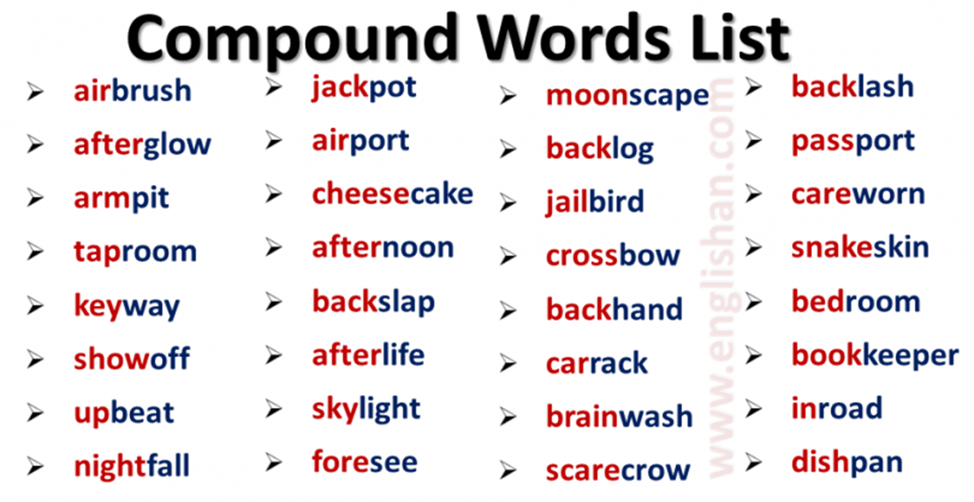 100-compound-words-examples-english-vocabs-in-2021-compound-words